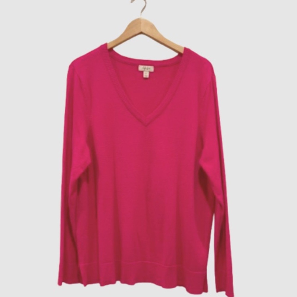 Style & Co Sweater Hot Pink V-Neck  Size XXL